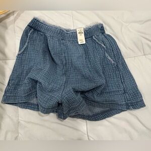 Aerie Blue Gauze Lounge Shorts Women’s Medium NWT 100% Cotton Soft Elastic
